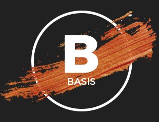 Kreis mit B Basic und Pinselzug orange