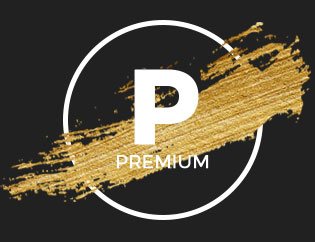 Kreis mit P Premium und Pinselzug gold